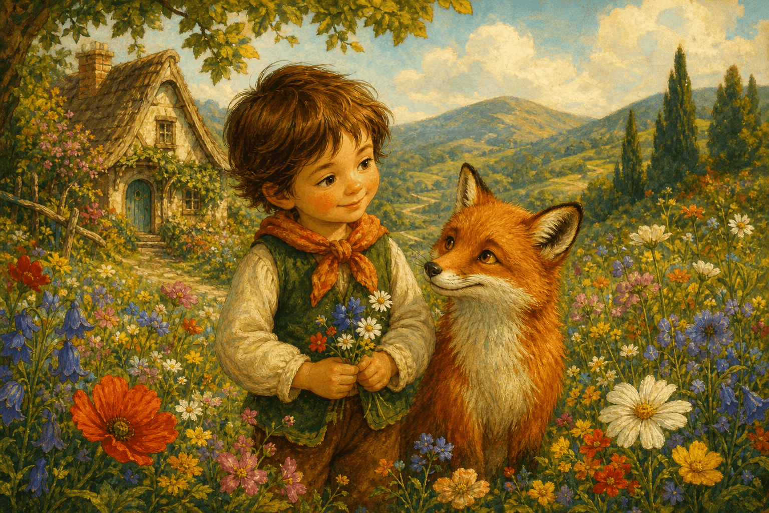 Personalized fairy-tale style storybook illustration